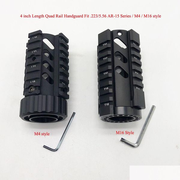 Acessórios táticos 2 tipos de 4 polegadas comprimento curto quad rail handguard picatinny sistema de montagem cor preta anodizado drop delivery dh42i