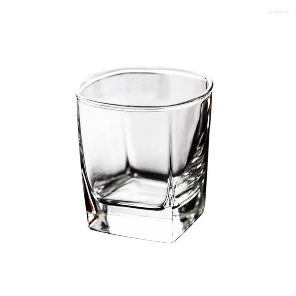Bicchieri da vino Bicchiere da whisky creativo Euro-americano trasparente quadrangolare Tazza da acqua Bar Spirit 280M Succo di tè resistente al calore