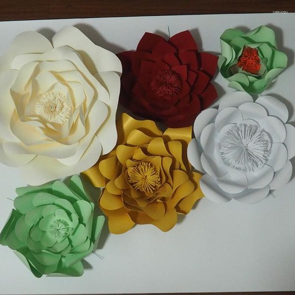 Декоративные цветы 2023 6pcs Установите высококачественную карточную бумагу для свадебных фона