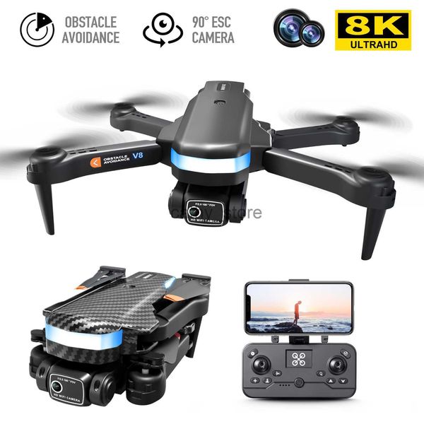 Simulatoren 4CH NEUE V8 GPS Drohne 6K Dual HD Kamera Professionelle Luftaufnahmen 2,4G Wifi Geschwindigkeit 7m/s 4 faltbare RC Quadcopter Spielzeug x0831