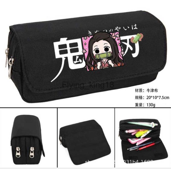 Kalem Çantaları Anime Demon Slayer Kalem çantası öğrenci depolama çantası Tanjirou nezuko zenitsu giyuu karikatür kalem kutusu cosplay pervane aksesuarları hkd230831