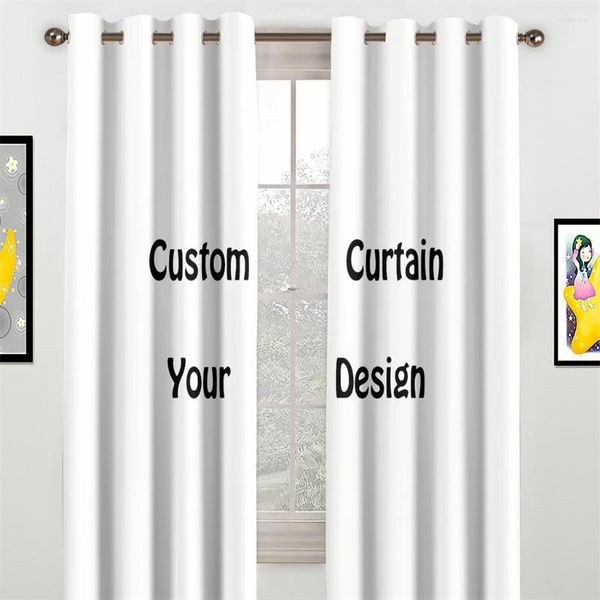 Cortina grossa 90% sombreamento duplo luxo exclusivo poliéster cortinas personalizadas para quarto sala de estar qualquer tamanho imagem pode ser personalizada