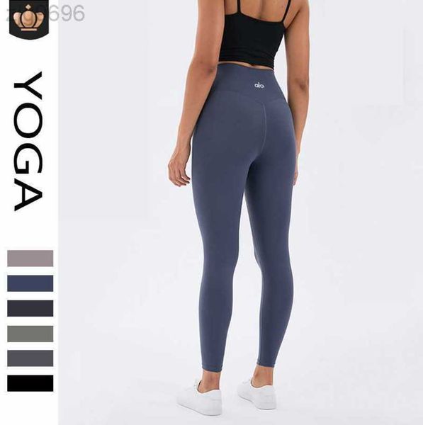 2023 Desginer Al Yoga alopants Damen Naked High Waist and Hip Lifting Sports Tights No Awkwardness Thread Skincare No Traces Fitness Pants