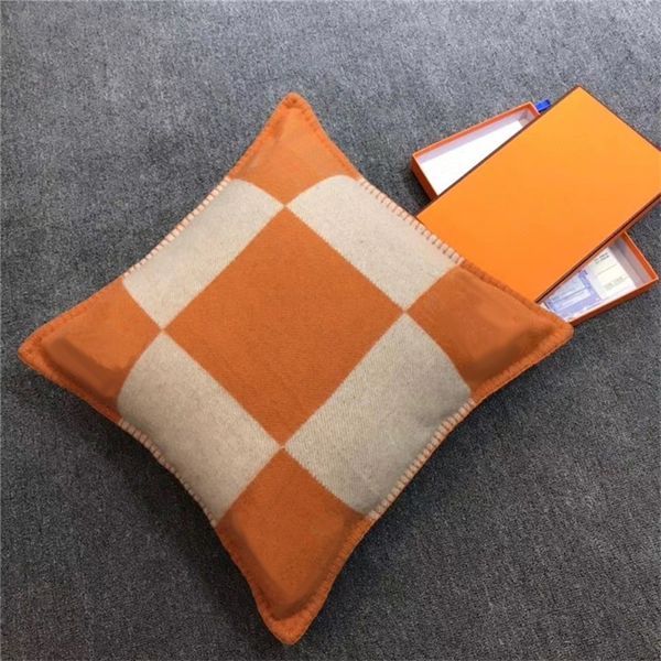 Xadrez fronha macia sofá cama fronha almofada de carro carta requintada decoração de casa designer cama fronha luxo itens domésticos laranja S04