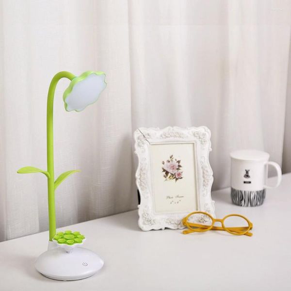 Lampade da tavolo Lampada da scrivania alla moda Fiore del sole Supporto per cellulare USB Studenti Lavoratori Lettura Luce per la protezione degli occhi