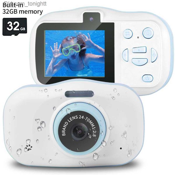 Filmadoras Crianças Câmera À Prova D 'Água 720P Mini Selfie Kid Toy Câmeras Digitais 32G Vídeo Camcorder Crianças Meninos Meninas Presente de Aniversário Q230831