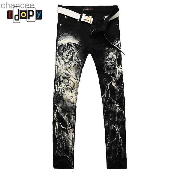 Новый 2020 Mens Print Prants Punk Style Gothic Printed Cotton Straight Gogs Cool Geans для молодых HKD230829