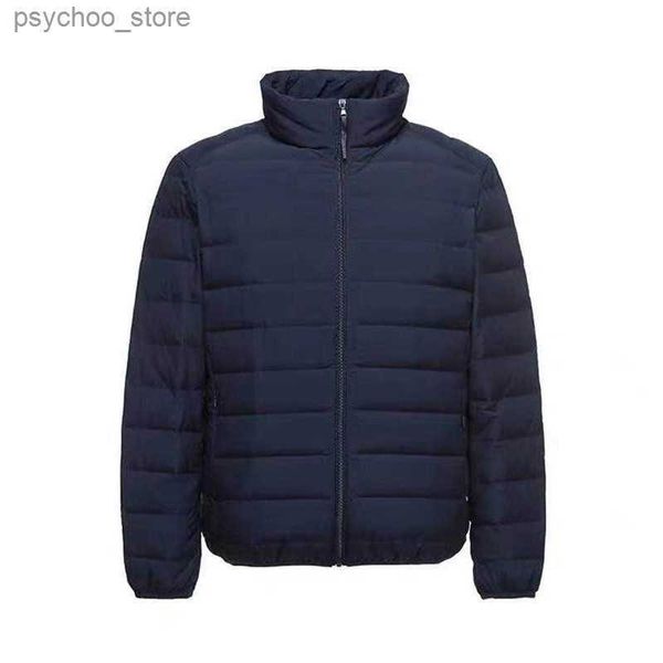 Herren Daunenparkas Herbst und Winter Neue Daunenjacke Herren Kurz Schwarz Dunkelrot Marineblau Dunkelgrau Langarm Stehkragen Trend Freizeitkleidung Q230831