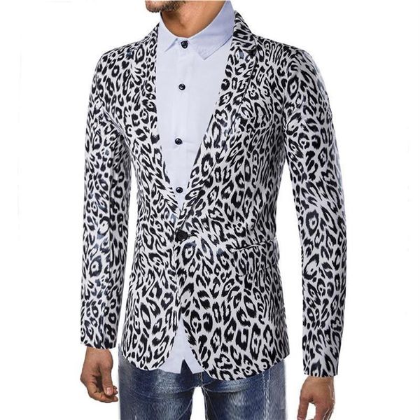 Мужские костюмы Blazers Свадебный пиджак для мужчин леопардовый сцену