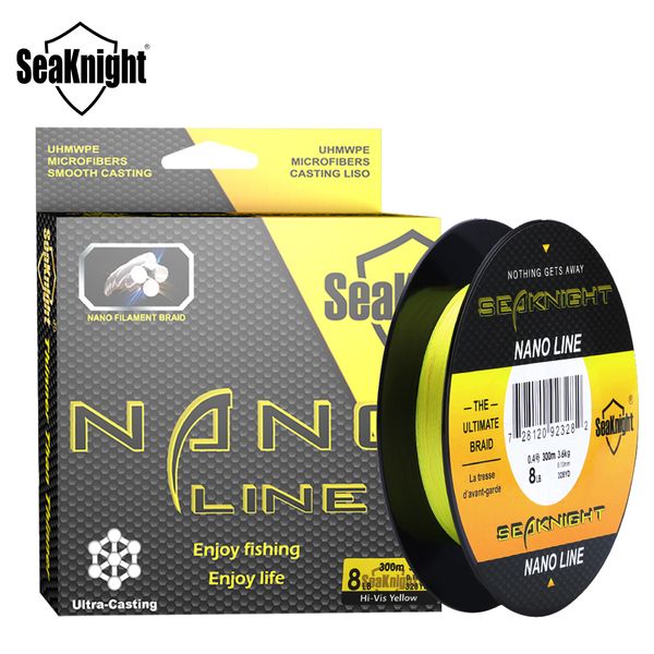 Geflechtschnur SeaKnight Marke NANO-Serie Angelschnüre 300 m 4 Stränge geflochtene Schnur Multifilament PE Angelschnur 4 6 8 10LB 0,07–0,12 mm 230830