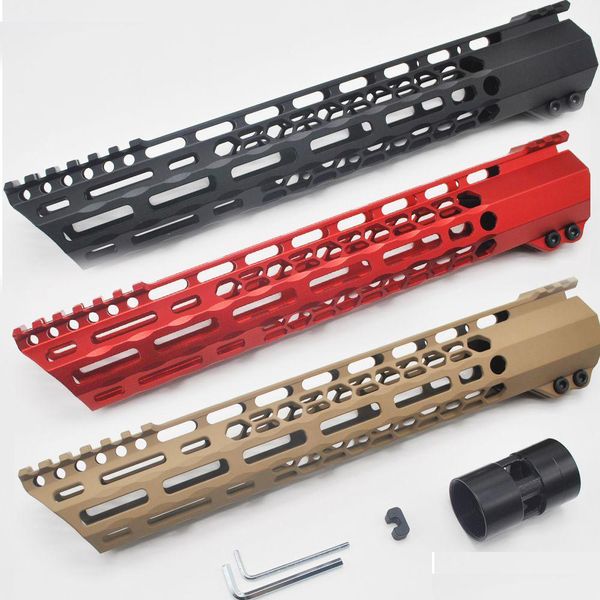 Outros acessórios táticos 12 polegadas de comprimento M-Lok Clam Float Handguard Rail Picatinny Mount System Mlok Huntingblack / Red / Tan Smooth Dro Dhxlh