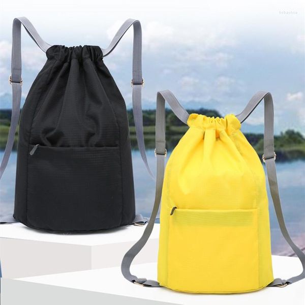 Рюкзак на шнурке йога плавание прочные водонепроницаемые нейлоновые пакеты на открытом воздухе складные спортивные кемпинги легкий простой пляж