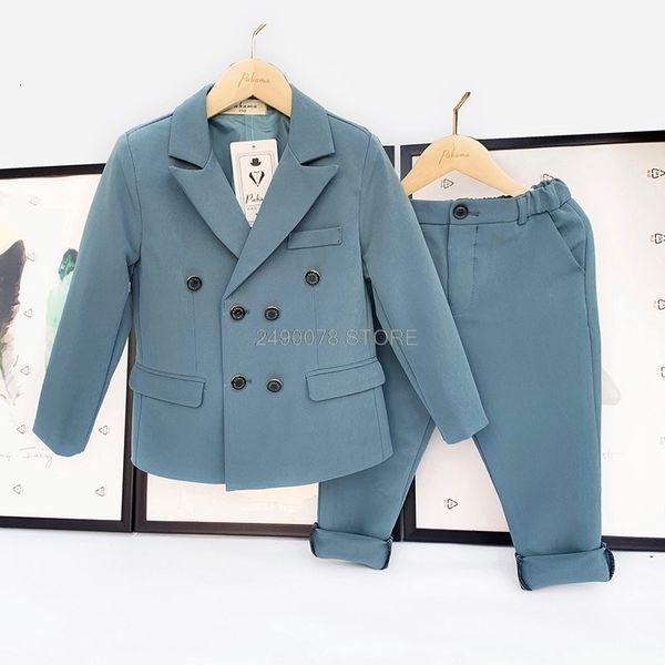 Suits Çocuklar Resmi Ceket Pantolon 2 PCS Giyim Seti Boys Düğün Beyefendi Çocukları Çocuklar Prom Chorus Performans Partisi Elbise Kostüm 230830