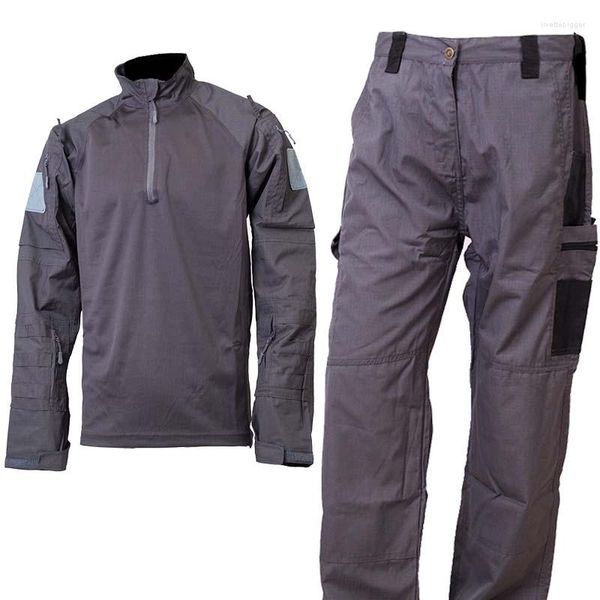 Fatos masculinos ternos táticos homens calças militares 2 pc uniforme de combate ao ar livre camisa longa de secagem rápida ripstop roupas de caça paintball