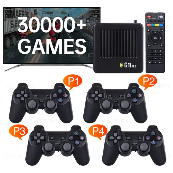 Игровые контроллеры Joysticks G11 Pro Box Dual System Video Console 128G встроенный в 40000 Retro Games 24G Wireless Gamepad 4K HD Stick TV Box 230830