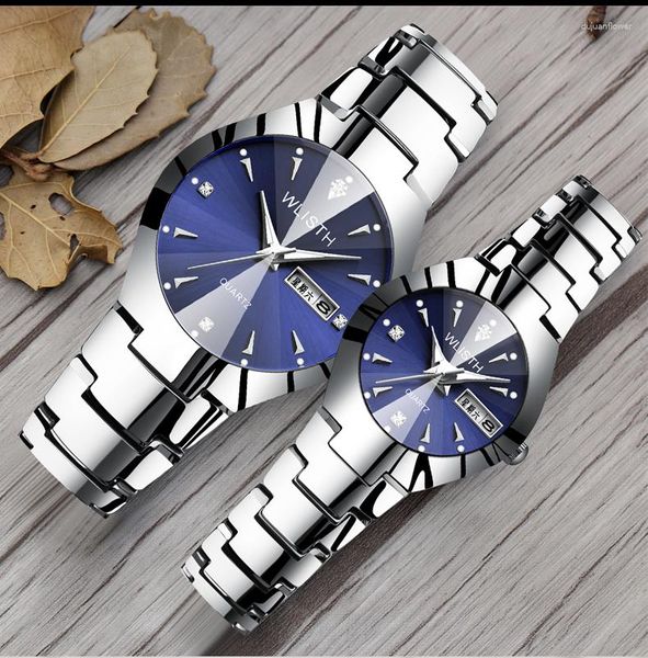 Wristwatches Wlisth Erkek ve Kadınlar Su Geçirmez Tungsten Steel Çift İzliyor Holwatch Takvim Haftası Kuvars Erkekler Relogio Feminino Watches