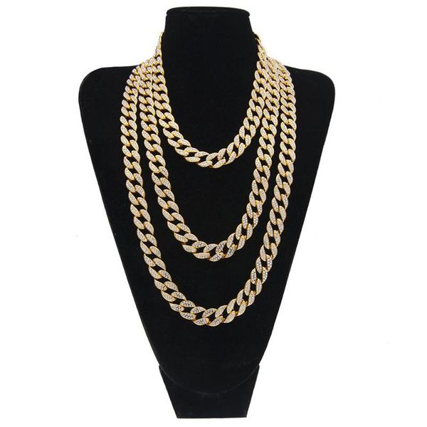 Correntes 15mm Miami Iced Out Cuban Link Colares para Mens Longo Grosso Pesado Grande Hip Hop Mulheres Gold Sier Rapper Jóias Drop Delivery Pen Dhxg0