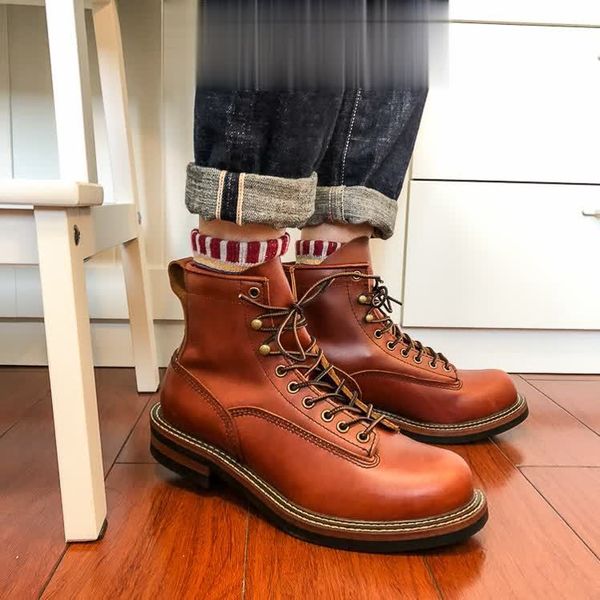 Botas U1 Super Qualidade Handmade Couro Genuíno Estilo Americano Trabalho 230831