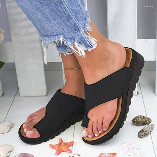 Pantofole Flip-Toe Piatte Per Donna 34 Taglia 43 Piedi Neri Sandali Da Donna Di Grandi Dimensioni Alla Moda Tutto L'anno