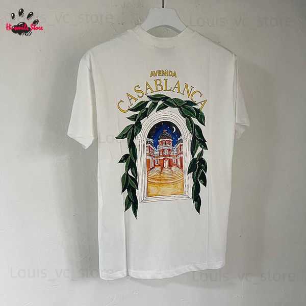 T-shirt da uomo High Street Fashion Castle Stampa Casablanca T-shirt Uomo Donna 2023 Estate Casual Girocollo Manica corta Nero Bianco T-shirt allentata T230831