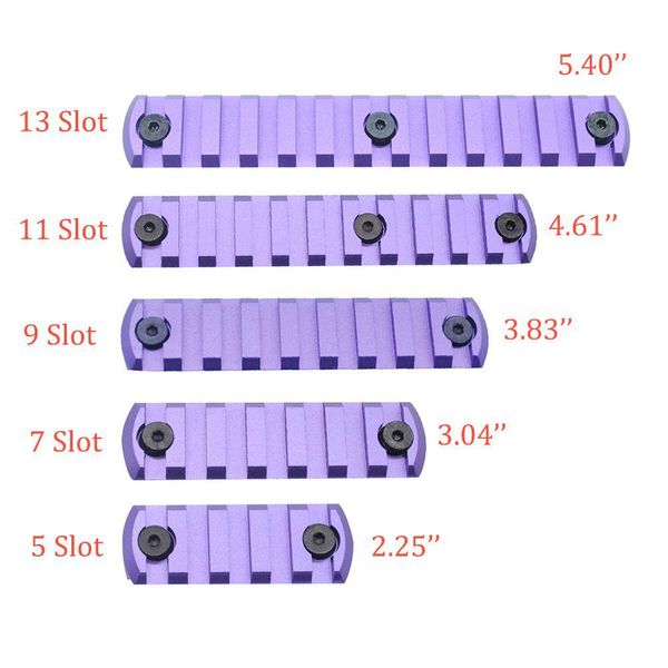 Outros Acessórios Táticos Roxo Anodizado 5 7 9 11 13 Slots Picatinny/Weaver Rail Seções para Key Mod Handguards System Alumínio Dr Dh0Ah