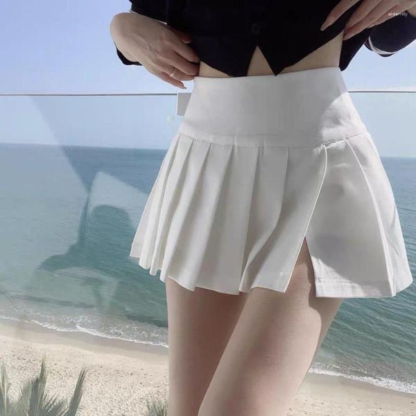 Saias cintura alta a linha saia plissada moda sexy branco mini para mulheres menina japonesa roupas de verão festa de aniversário roupas