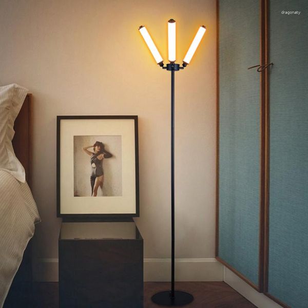 Lampade da terra Lampada moderna semplice con attenuazione per soggiorno Arredamento camera da letto Illuminazione da interno in acrilico a 3 teste a LED con supporto per interni