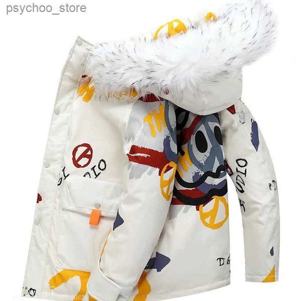 Masculino para baixo parkas 2023 grosso hip hop parka carta camuflagem impressão casal roupas harajuku jaqueta quente outwear casaco de inverno casual novo q230831