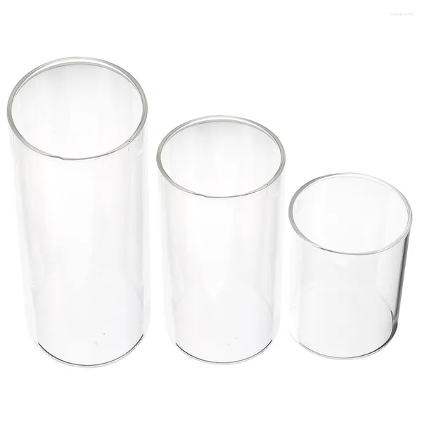 Titulares de vela 3 pcs copo de vidro tons claros decoração de casamento capas de mesa decorativa para casa mesa de cilindro