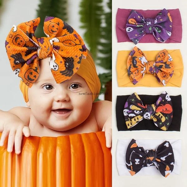 Halloween bandana para bebê infantil crianças abóbora macio náilon elástico bowknot faixa de cabelo crianças headwear meninas acessórios para o cabelo