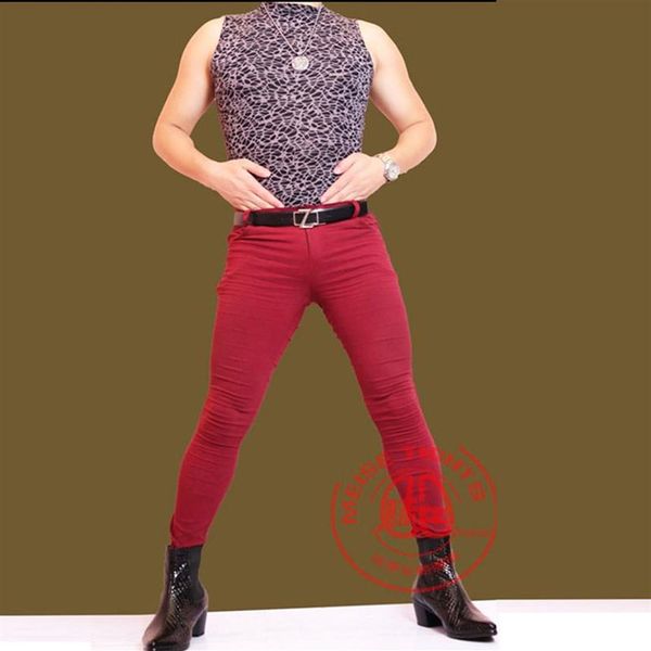 Elegante metrosexual sexy jeans apertados masculinos perna pernas estilista de cabelo cintura baixa espessura comum magro lápis calças botas da moda pan214j