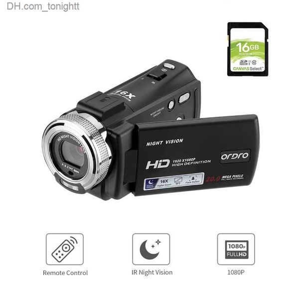 Filmadoras Câmera de vídeo Home Camcorder Retro Full HD Ordro V12 1080P Infravermelho Night Vision Câmeras Digitais Mini DV Recorder Filmadora Q230831