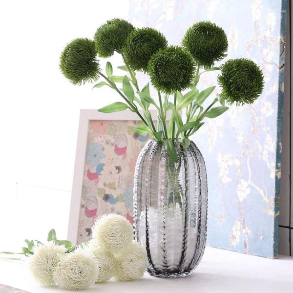 Flores decorativas 1 pc cravo verde dandelion artificial toque real plantas falsas para decoração de quarto de casa festa de casamento decoração