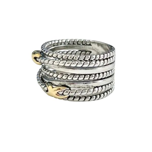 Tasarımcı Dy Ring Luxury Top 5A 925 Sterling Gümüş Çok Katlı Bükülmüş Tel Halka Aksesuarlar Takı Yüksek Kalite Şık Romantik Sevgililer Günü Hediye Üst düzey