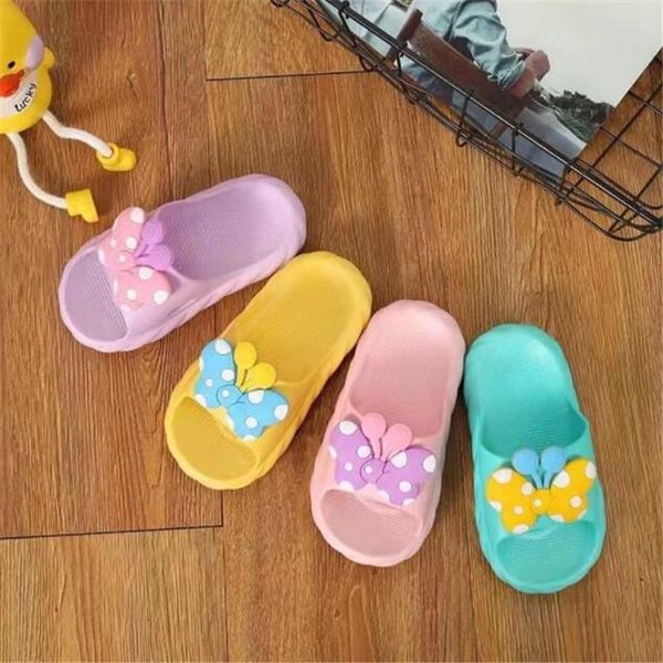 Slipper 2023 Sommer Mode Kinder Hausschuhe Bogen Schuhe On-Slip Strand Baby Sandalen Mädchen Hause Flip Schuh 2-7Y