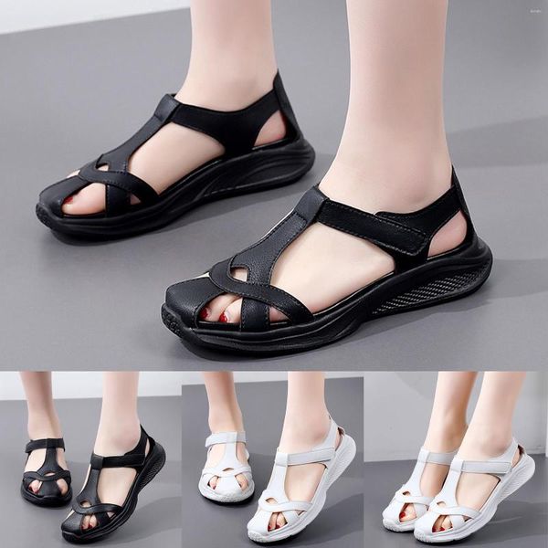 Strandzehen Frauen atmungsaktiven Sommer Sandalen Mode Sport bequeme Hakenschleifen Keile Schuhe 554 97