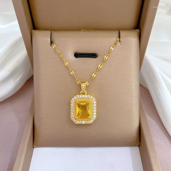 Подвесные ожерелья 12 шт./Лот из нержавеющей стали золотой цвет ожерелья циркона для женских ювелирных украшений для женщин.