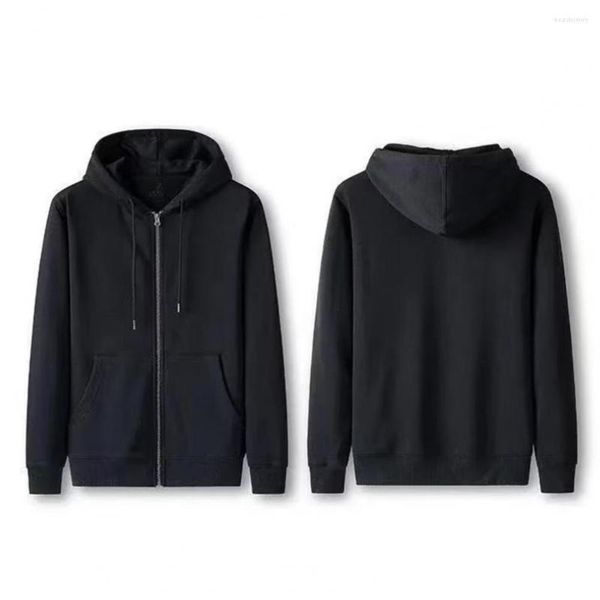 Hoodies masculinos com fecho de zíper pele-toque quente primavera outono cor pura plus size cardigan casaco com capuz roupas diárias