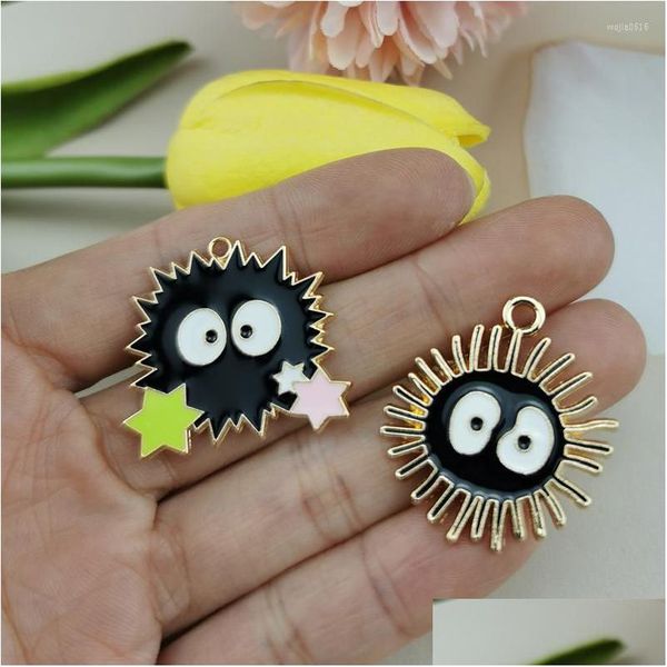 Charms 10 Stück Legierung japanische Cartoon schwarze Briketts Anhänger Charme DIY Schmuck Zubehör Ohrring Drop Lieferung Erkenntnisse Komponenten Dh9Eb