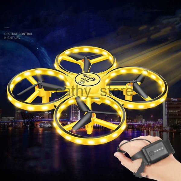 Simuladores 2023New RC Mini Quadcopter Indução Drone Smart Watch Sensoriamento Remoto Gesto Aeronave UFO Hand Control Drone Altitude Hold Kids X0831