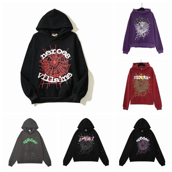 Mens Hoodies Sweatshirts 2023 YENİ SKY MAVİ SP5der Hoodie Erkek Kadınlar Shelu Hip Hop Genç THUG Örümcek Hoodie World Wide 555555 Sweatshirts Baskı Kazak Hoody