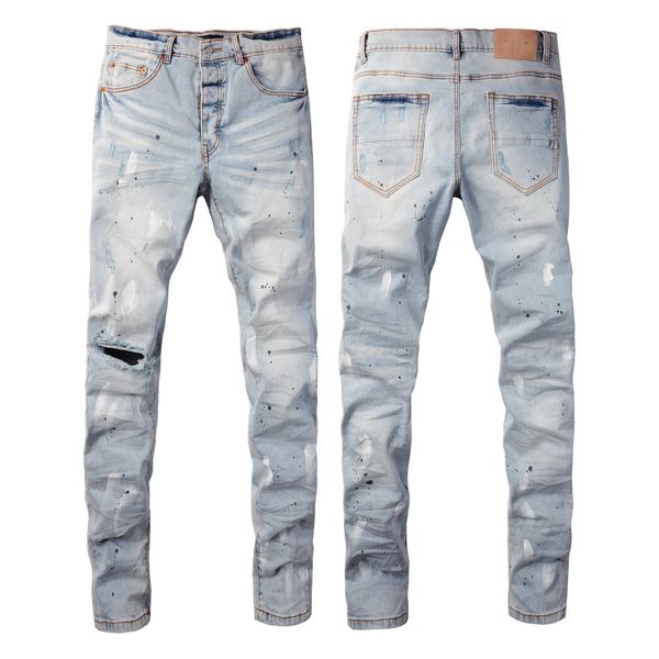 2024 Mens Designer Roupas Roxo Jeans Primavera Outono Stretch Straight Fit Buraco Rasgado Jeans Mens Denim Calças Brand New Style Calças Desgaste Homens Moda Jeans Calças 29