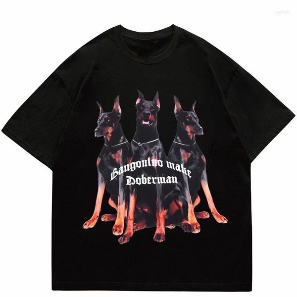 Herren T-Shirts Y2K Kurzarm Rundhals T-Shirt Plus Size Baumwolle Gothic Print Punk Schwarz Sommer Hip Hop Street Apparel