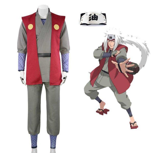 Thema Kostüm Kostüme Anime Ero Sennin Jiraiya Cosplay Kostüm Gama Sennin Perücke Zubehör Jiraiya's Kimono Sets Halloween Karneval Ninja Kostüme x0830