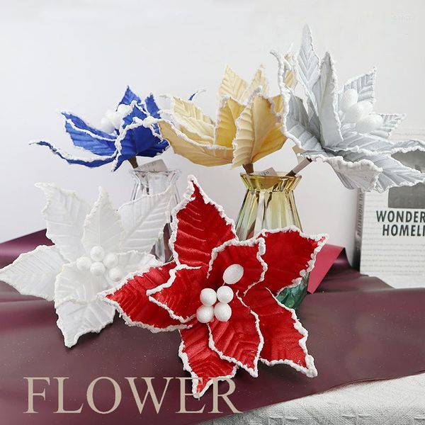 Dekorative Blumen Weihnachten Samt Blume Nachahmung Weihnachtsbaum Dekoration Pailletten Flanell Simulation Seidenstoff Hochzeit Pografie Prop