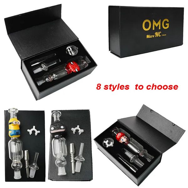 Neue Nector Collector Kits 10mm 14mm Joint für Mini-Glasbongs Bohrinseln mit Titannagel Dab Straw Dish Einzelhandelsverpackung