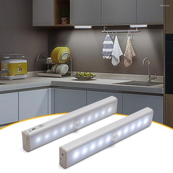 Nacht Lichter Hause USB Aufladbare 10LED PIR Motion Sensor Licht Küche Schrank Induktion LED Unter Schrank Mit Magnet