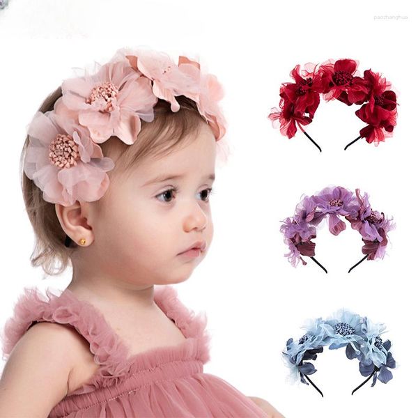 Accessori per capelli BalleenShiny Fascia per capelli per ragazze Crown Princess Kids Bridal Floral per 0-3 anni Strumenti per bambini