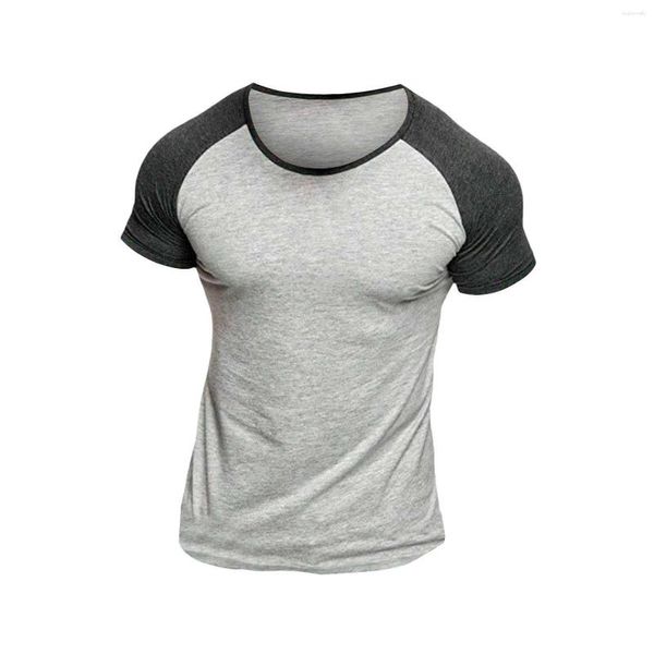 Мужские футболки рукава пэчворки с тугим подготавшим топ -рубашка спортивная мамка для мужчин мужские мужские