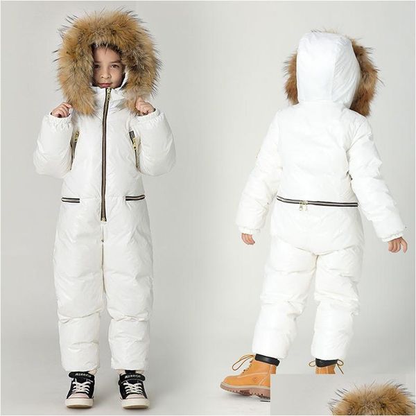 Daunenmantel Große Größe Kinder Overall Jacke Winter Jungen Skianzug Mädchen Dicke Warme Outwear Kinder Siamese 221203 Drop Lieferung Baby DH20J